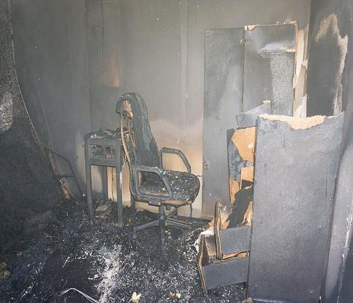 chair and furniture in room after burned